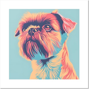 70s Brussels Griffon Vibes: Pastel Pup Parade Posters and Art